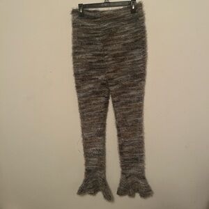 Fuzzy Brown and Gray Knit Pants